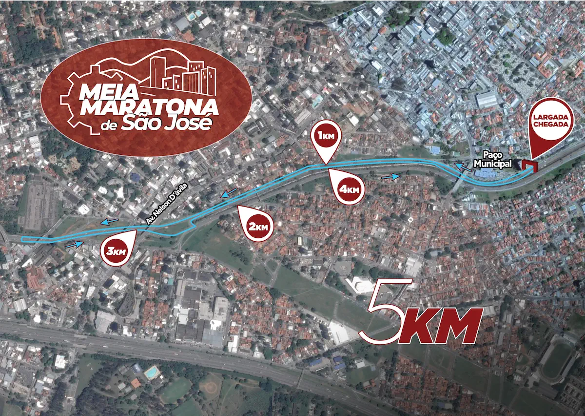 Mapa detalhado do percurso da Corrida 5km.